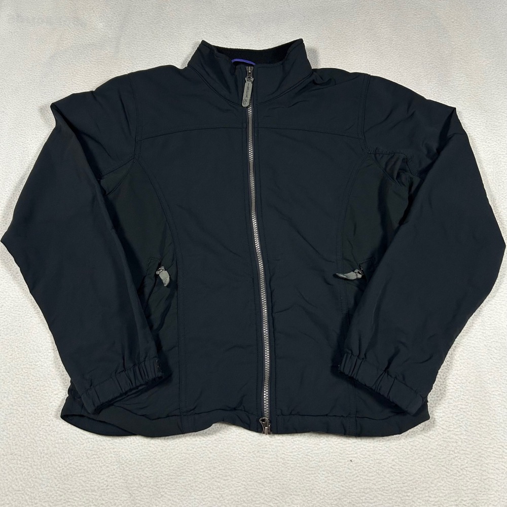 Ibex Softshell Jacket Women Large Black Full Zip Mock Neck Merino Wool Blend